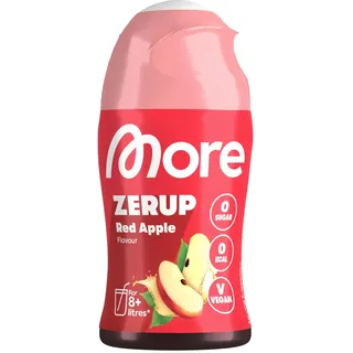 MORE Zerup, Red Apple, 65 ml, für bis zu 8 l Fertiggetränk, zuckerfreier Sirup mit echten Fruchtextrakten, vegan, zero Kalorien - made in Germany