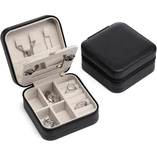 Vlando Schmuckkästchen Reise, Schmuckkasten Klein, Mini Schmuck-Reiseetui, Spiegel, Schmuckaufbewahrung, für Ohrringe, Ringe, Ketten, Uhren,Geschenkidee für Damen, Männer
