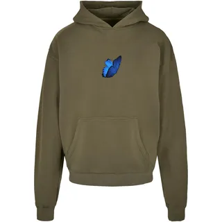 Mister Tee Upscale Unisex Kapuzenpullover Le Papillon Heavy Oversize Hoody, Unisex Hoodie mit Rückenprint, Oversize Fit, Olive, M