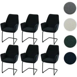 6er-Set Freischwinger HWC-G67, Esszimmerstuhl Küchenstuhl Stuhl, Stoff/Textil Öko-Tex MVG ~ anthrazi