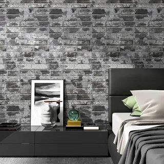 Yullpaper Steintapete Grau Selbstklebende Tapete Steinoptik 3d Vintage Klebefolie Küche Küchenrückwand Folie Selbstklebend Grau Tapeten Wohnzimmer 40 X 300cm Dekofolie Möbelfolie Stein Mustertapete