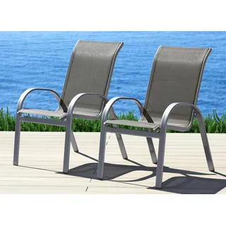 Gartenstuhl MERXX "Amalfi", grau (taupe), B:57cm H:95cm T:75cm, Obermaterial: 100% Polyester, Stühle, Gartenstuhl, 2er Set, Alu/Textil, stapelbar