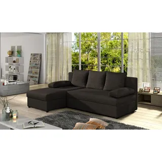 Moderne Schlafsofa Couch Polster Ecksofa Garnitur Bettfunktion Textil Leder Ecke - Dunkelbraun