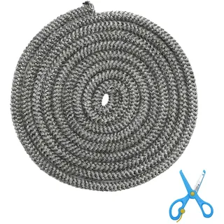 TNSLAND Ofendichtschnur 8mm X 2,5m Kamin Dichtband aus Glasfaser Ofenrohr Dichtung Hitzebeständig Kamindichtung Feuerfestes Dichtungsband Dichtschnur für Kaminofen, Smoker, Kamintür, mit Schere