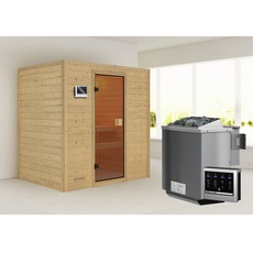 Bild Sauna Sonja mit bronzierter Tür Ofen 9 kW Bio externe Strg modern, beige