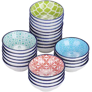 vancasso Porzellan Dipschälchen, Maracon 24-teilig Schälchen bunt, Ø 7,6 cm Snackschalen, Servierschalen