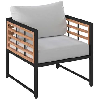 Ambia Garden Loungesessel , Holz, Metall, Textil , Akazie , vollmassiv , 65x67.5x63.5 cm , Gartenmöbel, Loungemöbel, Loungesessel