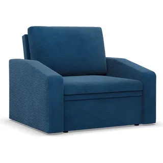 Sessel mit Schlaffunktion, Loungesessel für das Wohnzimmer, Orbit 80cm, Cord Dunkelblau - Königsblau
