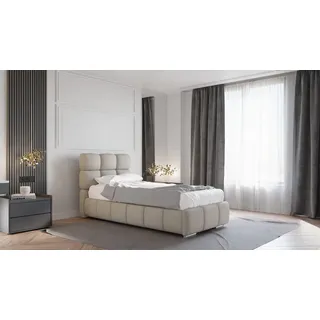 Homesy Polsterbett Bliss 90 x 200 cm mit Bettkasten und Lattenrost, Federkernmatratze 18cm - braun , Braun , Holz , Mode , 90x200 cm , Oeko-Tex® Standard 100 , Schlafzimmer, Betten, Polsterbetten