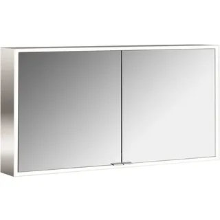 emco prime Lichtspiegelschrank, 1300 mm, 2 Türen, mit verspiegelten Seitenwänden, Aufputzmodell, 949706385, Farbe: aluminium/weiß