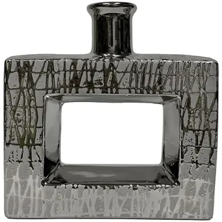 Tischvase aus Keramik mit Loch in Silber, 6 x 24 x 24 cm