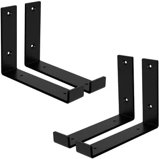 Ml-Design Regalhalterung 2er Set , Schwarz , Metall , 14x4x20 cm , Wohnzimmer, Regale, Wandregale