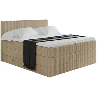 altdecor Boxspringbett Beige, Holzwerkstoff, H3 - H4, Höhe ca. 38 cm 180x200 cm, Schlafzimmer, Betten, Boxspringbetten