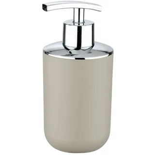 WENKO Seifenspender Brasil, nachfüllbarer Seifendosierer für Badezimmer und Küche, aus bruchsicherem Kunststoff, BPA-frei, Fassungsvermögen: 320 ml, 7,3 x 16,5 x 9 cm, Taupe