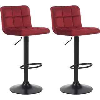 CLP 2er Set Barhocker Feni Samt höhenverstellbar und drehbar,rot