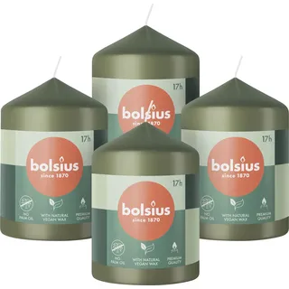 Bolsius Glatte Stumpenkerzen 4 St. 8 x 6 cm grün