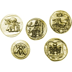 Antike Griechische Münzen - Vergoldetes Metall - Reproduktion antiken Tetradrachme - Set 5 Stück