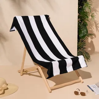 DREAMSCENE Strandhandtuch mikrofaser, schwarz, gestreift, Badehandtücher für Erwachsene, superschnell trocknendes Handtuch, Sommer, Strand, Urlaub, Essentials, Reisehandtücher, 71 cm x 152 cm