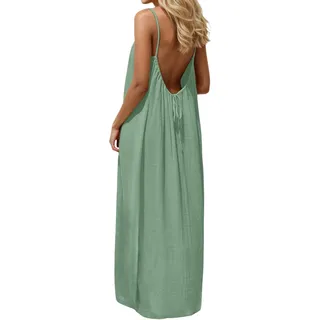 Sommerkleid Damen Leicht und Luftig Lang Sommerkleider Sommer Sexy Rückenfreies Kleid Neckholder Kleider Boho Maxikleid Strandkleider Freizeitkleider Summer Dresses for Women