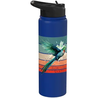 Niedlicher bunter Quetzal, realistischer Göttervogel Stainless Steel Insulated Water Bottle