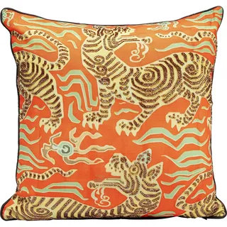 Kare Design Kissen Tiger Love, Rot, Mehrfarbig, 45x45 cm, Motiv Tiger, Abnehmbarer Bezug mit Reißverschluss, Dekokissen inklusive Füllung, Zierkissen, Sofakissen
