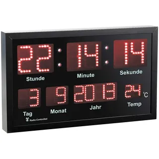 Lunartec Funkuhr: LED-Funk-Tisch- und Wanduhr mit Datum und Temperatur, 412 rote LEDs (Funkwanduhr, Jumbo Uhr, DCF)