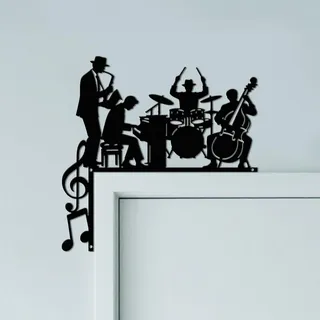 CUTHOLLOW Musiker Metall Türrahmen Deko, 25x25cm Schwarz Wanddeko für Tür, Kreativer Türrahmen-Kunst, Originelle Türecke Deko, Art Deco für Kinderzimmer, Zimmertür, Haustür, Badezimmer, Schlafzimmer