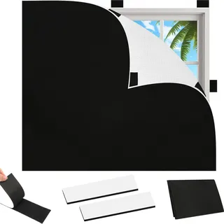 Verdunkelndes Rollo ohne Bohren 100 x 145 cm - Verdunkelungsstoff mit Klettverschluss - Dachfenster Verdunkelung