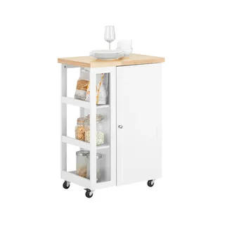 SoBuy Küchenwagen zum Rollen, Servierwagen Weiß, 60x90x40cm