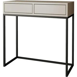 Beautysofa Konsolentisch Lango 80/85/35 kaschmir mit schwarzen Metallbeinen , Kaschmir, Schwarz , 2 Schubladen , Rechteckig,Rechteckig , 80x85x35 cm , Wohnzimmer, Wohnzimmertische, Konsolentische