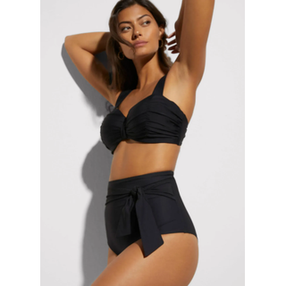 Bikini-Hose BONPRIX, Damen, Gr. 46, N-Gr, schwarz, Jersey, Elasthan, Polyamid, unifarben, Badehosen Bikini-Hose, Strong Shape aus formgebendem Material, mit Bindeschleife