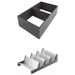 Bundle aus Blum AMBIA-LINE Schubladen-Organizer aus pulverbeschichtetem Stahl | 37×22×11 cm | Oriongrau + AMBIA-LINE Gewürzregal für bis zu 16 Gewürzgläser oder -packungen | Oriongrau