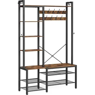 Vasagle Garderobenständer mit Stauraum 40 cm x 120 cm x 190 cm Braun-Schwarz