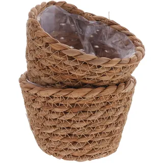Alipis Rustikaler Handgeflochtener Pflanzkorb Aus Seegras 13 cm Blumentopf Für Innenbereich Dekorativer Pflanzenbehälter Und Aufbewahrungskorb