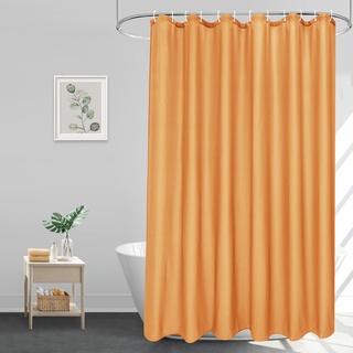 EurCross Duschvorhang 180 x 200 Textil Bad Vorhang im Badezimmer für Badewanne und Dusche, Orange Badevorhang aus Polyester Stoff, Anti-Schimmel Wasserdicht und Waschbar mit 12 Ringen