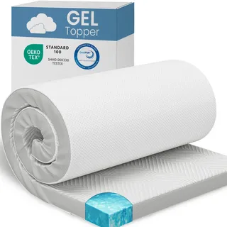 ELONEO Gel Topper 100x200cm, Matratzentopper aus 5 cm hohem Gel-Memory- Schaum, atmungsaktiver 3D-Netz Bezug, Bequeme Matratzenauflage für das Bett