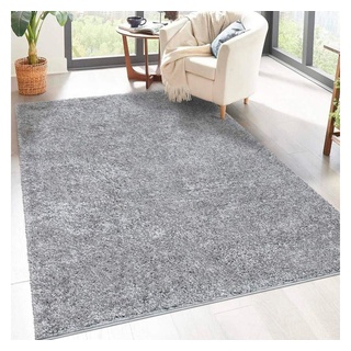 Carpet City Hochflor-Teppich »City Shaggy«, rechteckig, 30 mm Höhe, Robuster Langflor Teppich uni, besonders flauschig weich grau