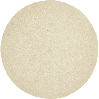 -LUXOR- living Teppich Mazzolla - Wollteppich Natur Schurwolle Teppich Wohnzimmer flauschig Wohnzimmerteppich 150 cm rund Creme