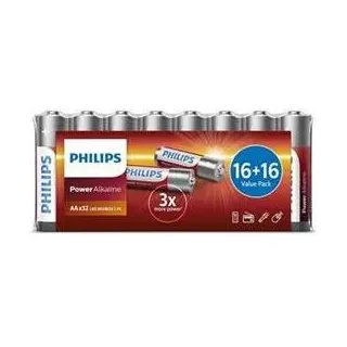 Philips LR6P32FV/10 Power Alkaline AA Batterien 32 Stück - Silber
