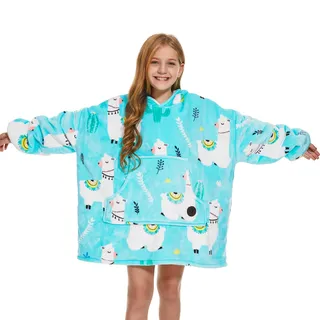 THREE POODLE Decken Hoodie, Oversize Hoodies Decken Pullover Kuschelpullover für Damen Herren Kinder, Warm und Weiches Futter, Übergroßer Hoodie Sherpa-Decke, Verschiedene Muster Verfügbar