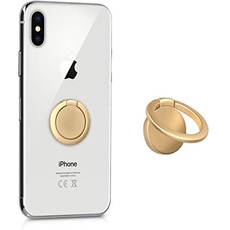 kwmobile Smartphone Ring Fingerhalter aus Metall - 360° drehbare Ringhalter Handy Fingerhalterung mit Standfunktion - Handyring Halterung Gold
