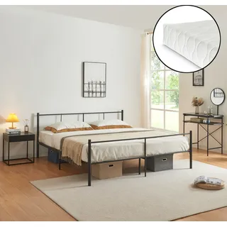 Metallbett 'Laos' 160x200 cm mit Kaltschaummatratze Schwarz - Schwarz