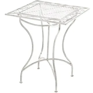 CLP Gartentisch eckig 60/60/72 cm Metall Antik Weiß , Perlmutt , 60x72x60 cm , Gartenmöbel, Gartentische