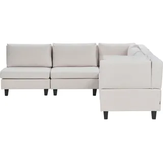 BELIANI 5-Sitzer Ecksofa Linksseitig Hellbeige Stoffbezug mit Kissen Schwarze Beine Modular Modern Modulsofa Wohnlandschaft Wohnzimmer Wohnecke - Beige, Schwarz