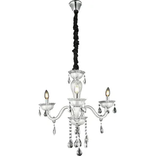 Globo Lighting Luster Metall weiß, Glas, K5 Kristalle klar, ø: 610mm, H: 1500mm, exkl. 3x E14 40W 230V - Weiß