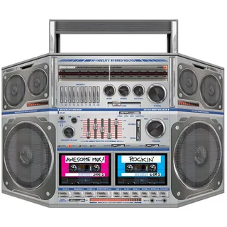 Beistle 57851 1980er Boom Box Stand Up Photo Prop 80er Jahre Thema Retro Hip Hop Party Dekorationen und Zubehör, Papier, Mehrfarbig