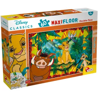 Lisciani - Disney König der Löwen Simba - Bodenpuzzle 60 Teile ab 3 Jahren | Wendepuzzle - Rückseite zum Ausmalen im Format 70 x 50 cm - Szene mit Simba - Fördert Motorik und Orientierungssinn