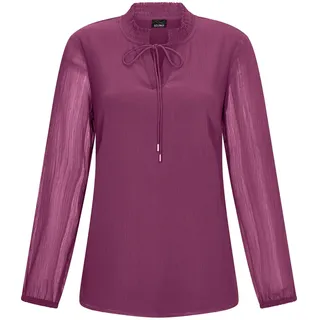 Chiffonbluse GOLDNER "Elegante Jersey-Bluse mit Rundhals", Damen, Gr. 52, pink (beere), Obermaterial: 100% Polyester PES., Modisch, figurumspielend, Gummibündchen, Blusen Chiffonbluse, Gummibund