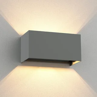 ledscom.de Wandleuchte CUBEL für außen, IP65, Up-/Downlight, grau matt, eckig, 2x G9 max. 10W