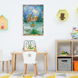 LuckyLinde Leinwandbild "Der kleine Tiger und der kleine Bär im Boot", bunt farbe bild(er): bunt), B:60cm H:90cm T:2cm, Canvas, Holzrahmen, Bilder, Leinwandbild, Exklusive JANOSCH Kindermotive,